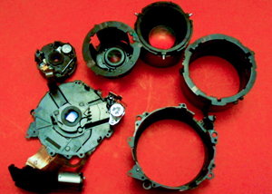 Lense assembly components all separated